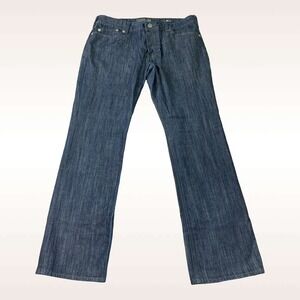 Affliction Jeans Mens 38x33 Blue Ace Slim Straight Button Fly Wrinkle Rinse Wash